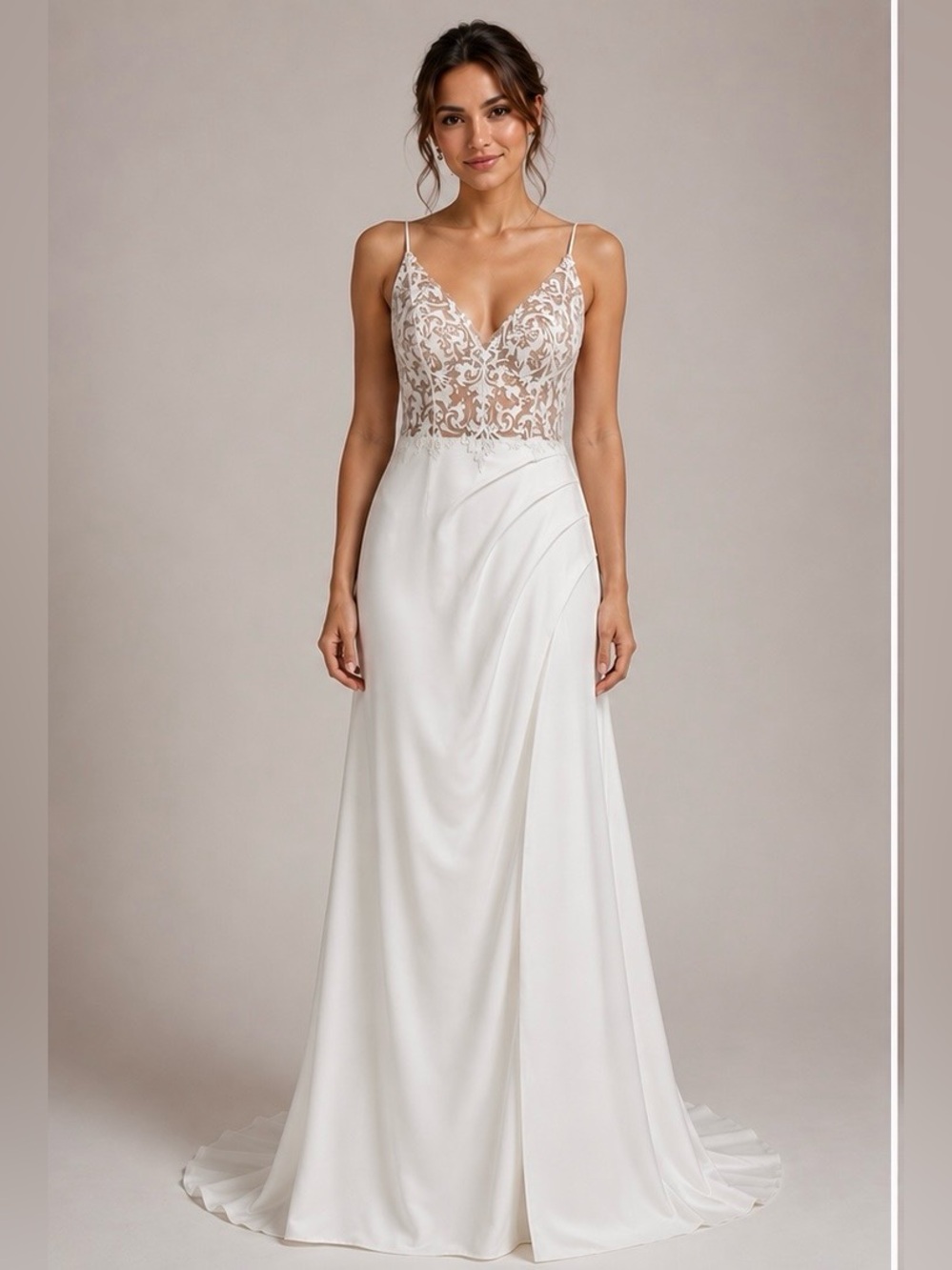 White Lace Bodice Wedding Dress